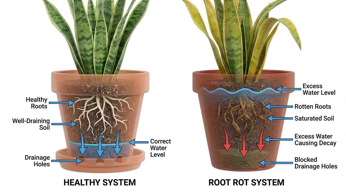 Snake plant root rot signs