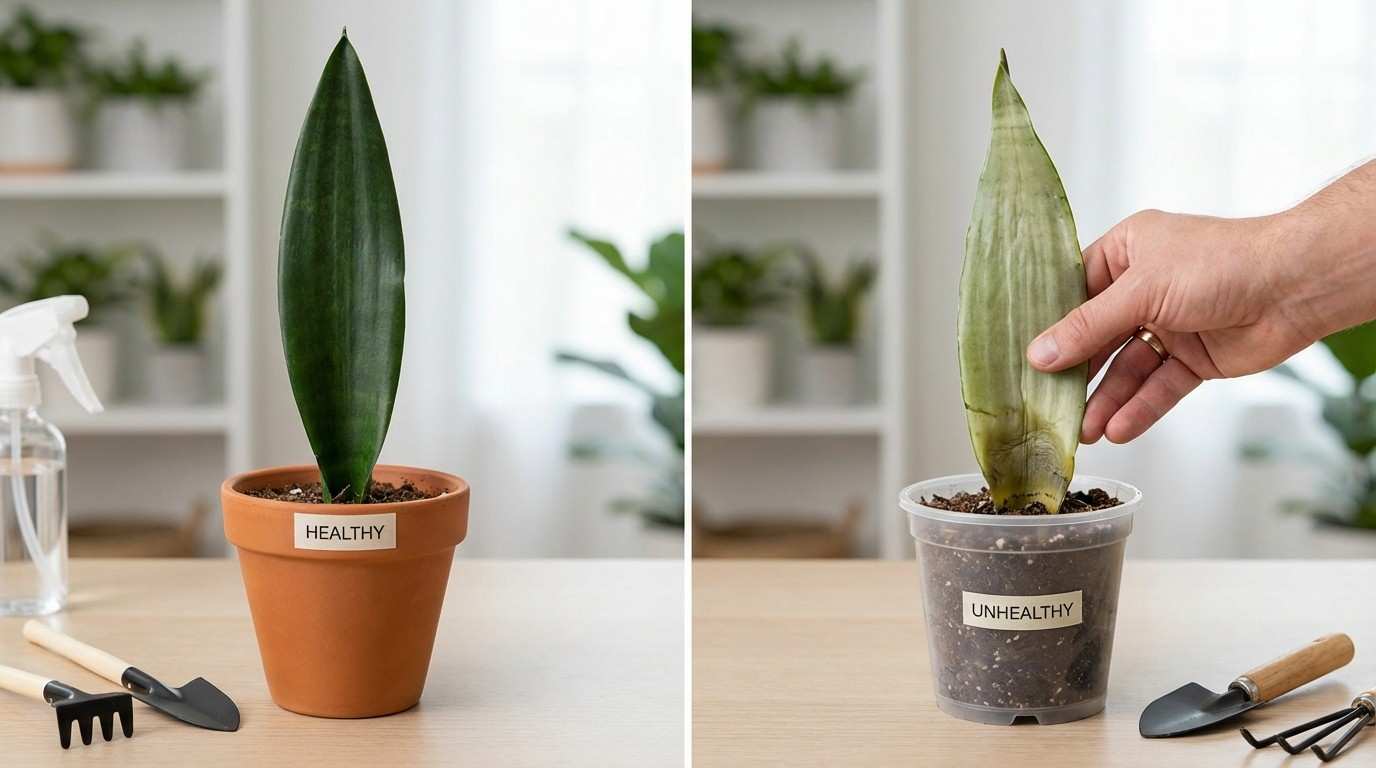 Mushy, Pliable Leaves of snake plant