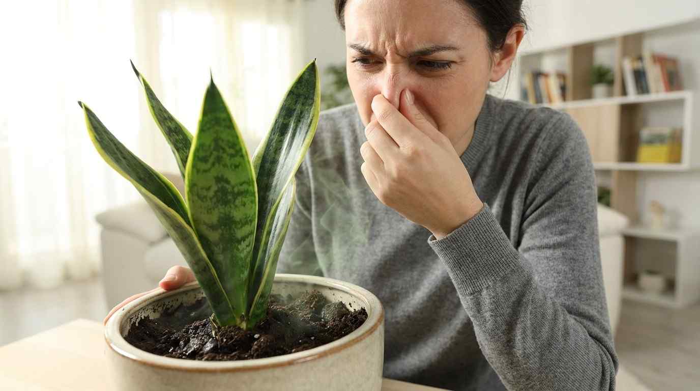 Pungent, Sour Smell of snake plant