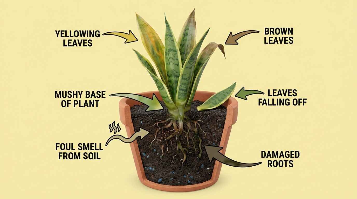 Snake plant root rot signs