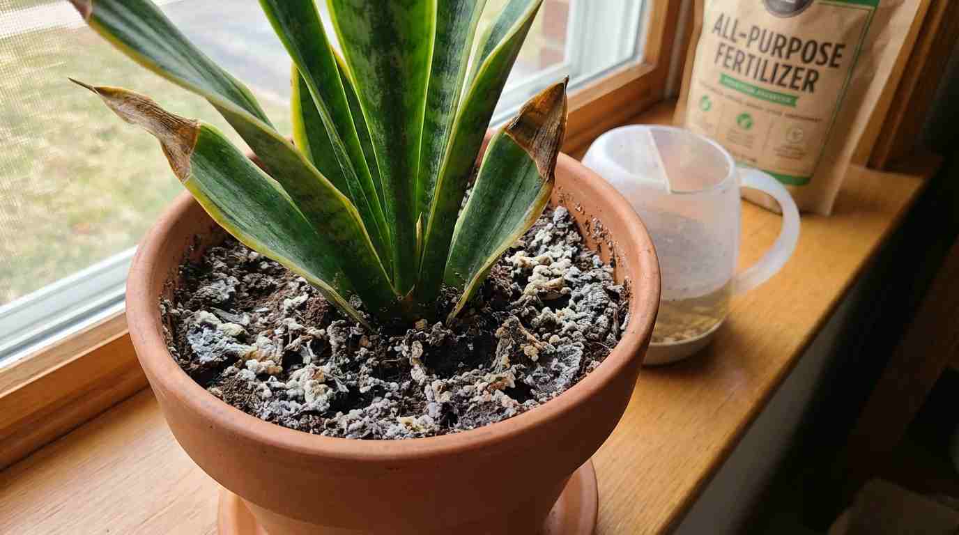Snake plant over fertilized