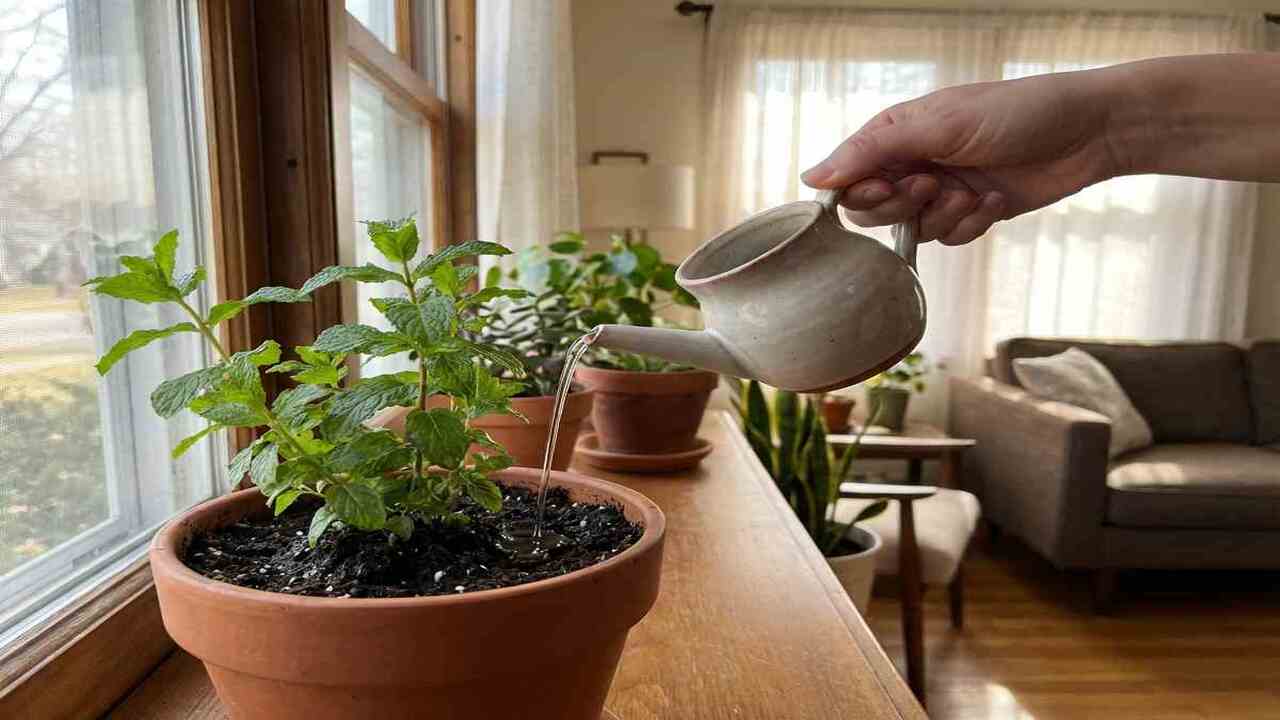 Right way to watering mint plant
