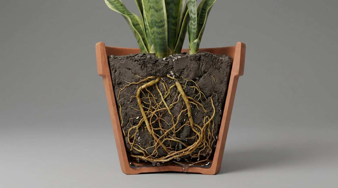 snake plant wrong soil mix with compact soil and poor drainage