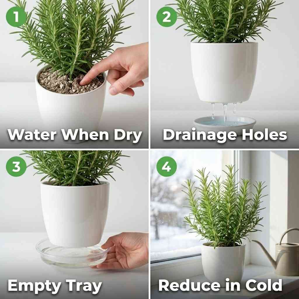 how to fix overwatering rosemary plant with proper drainage and watering control
