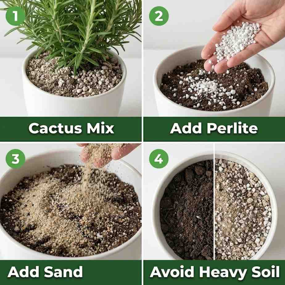best soil mix for rosemary with perlite sand and well draining cactus soil