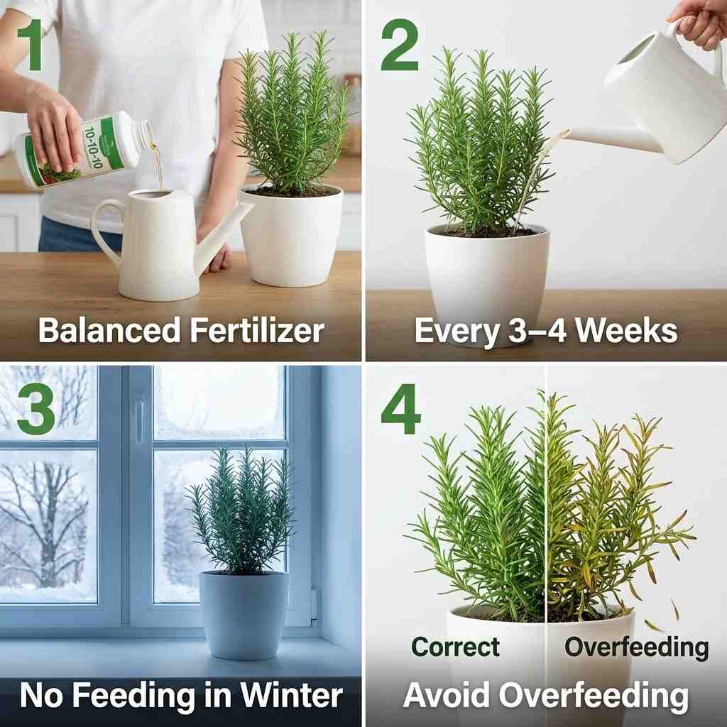 how to feed rosemary plant with balanced fertilizer and proper schedule