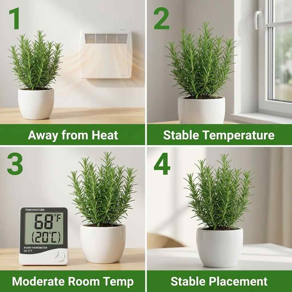 how to fix rosemary plant temperature issues with stable indoor conditions