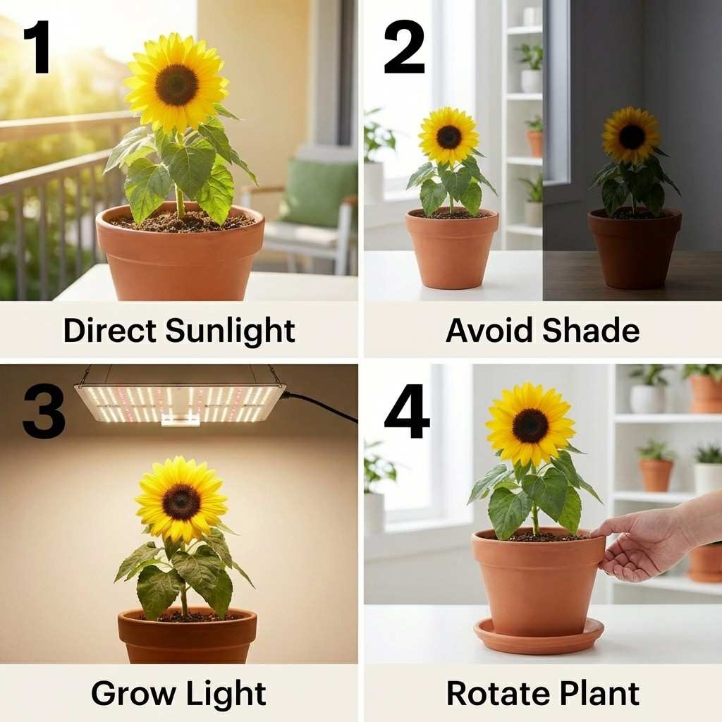 how to fix light intensity for dwarf sunflower using sunlight grow light and rotation