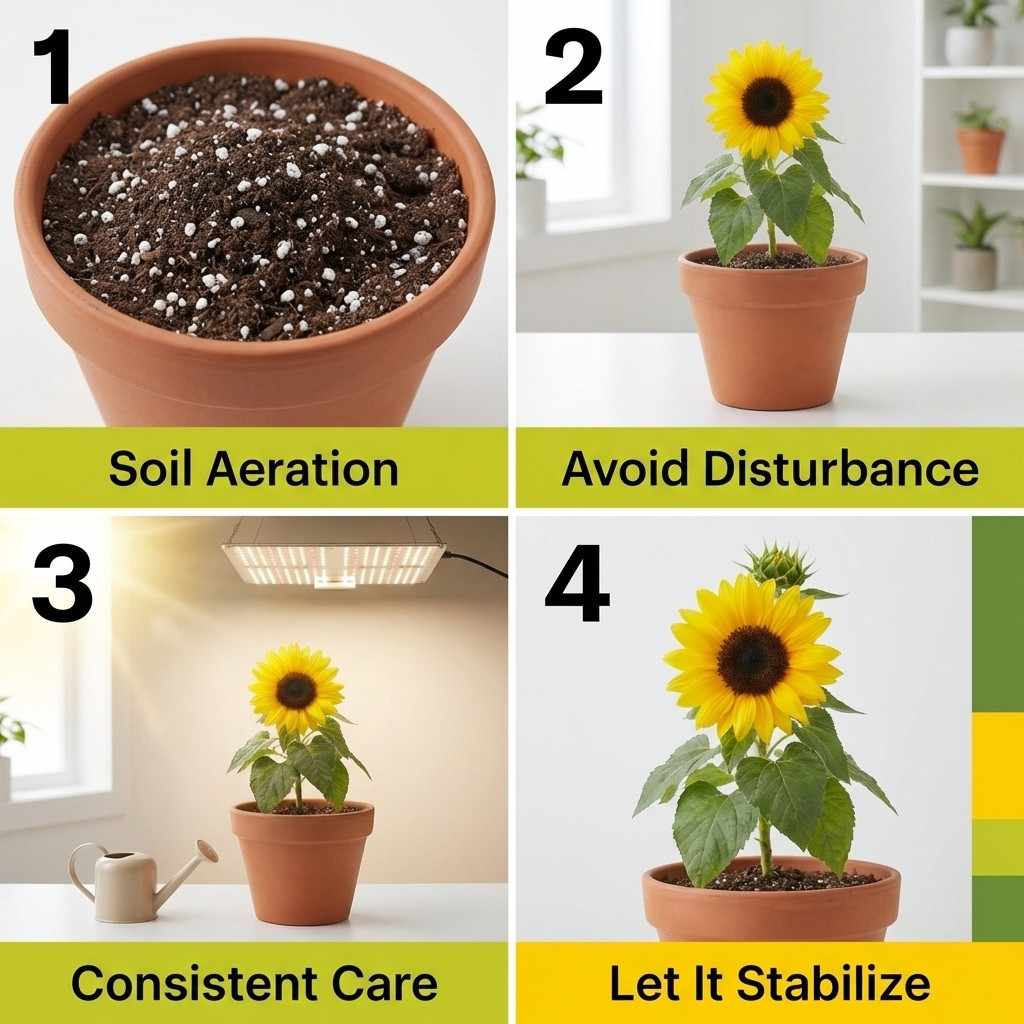 how to improve root maturity in dwarf sunflower with aeration and stable growth