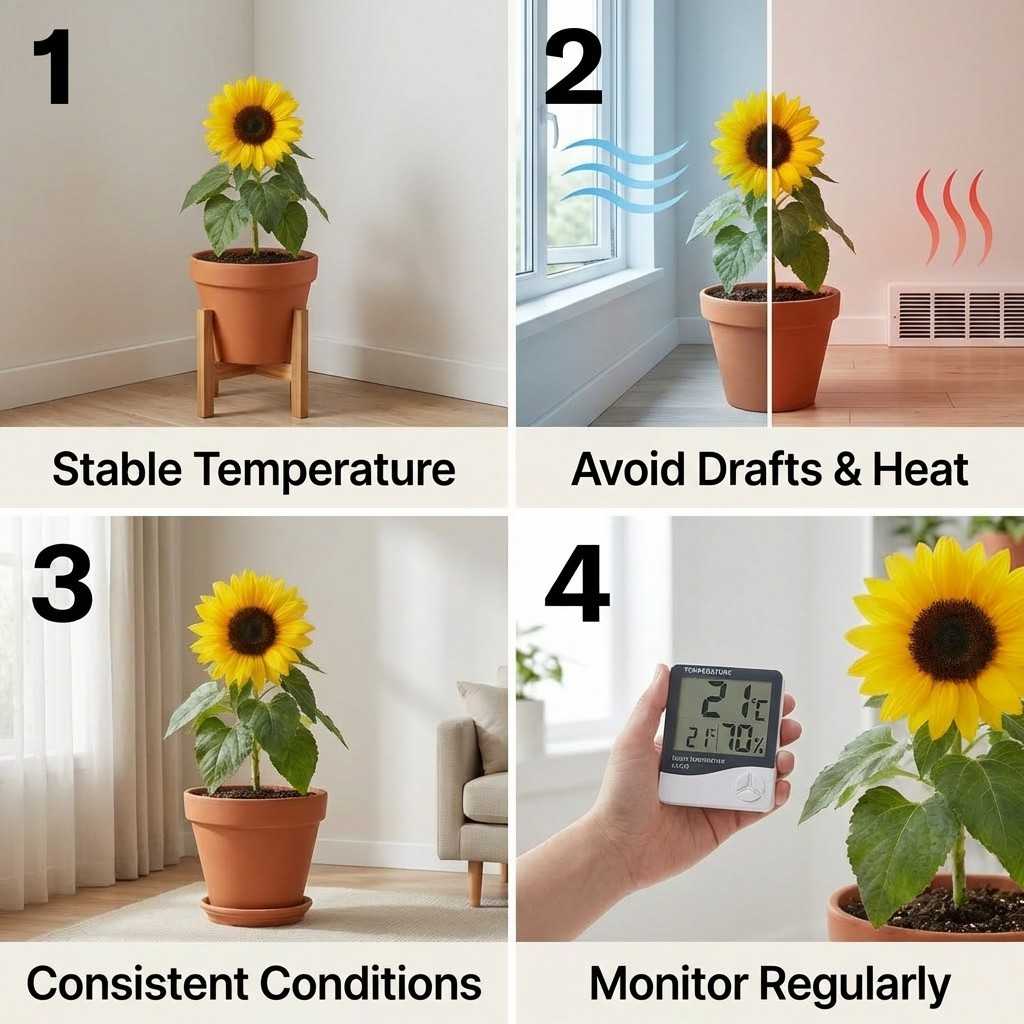how to fix temperature fluctuations for dwarf sunflower with stable indoor conditions