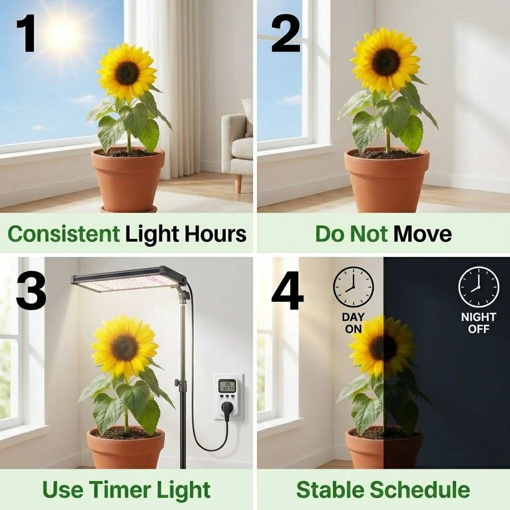 how to fix photoperiod for dwarf sunflower with consistent light schedule and timer