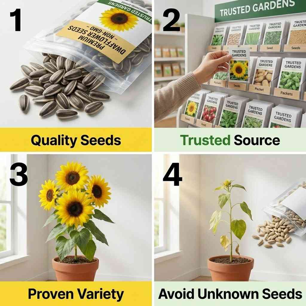 how to choose high quality seeds for dwarf sunflower for better blooming
