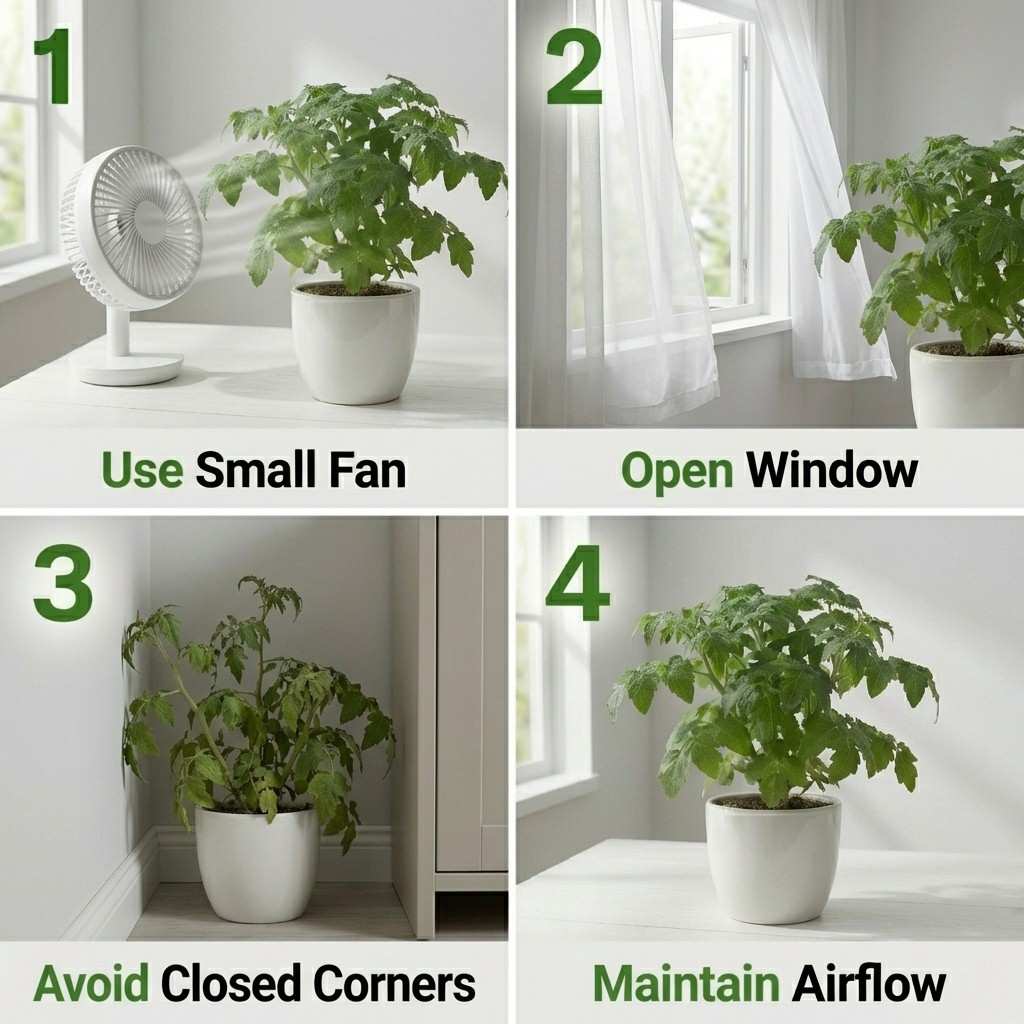how to improve airflow for cherry tomato using fan open window and proper placement