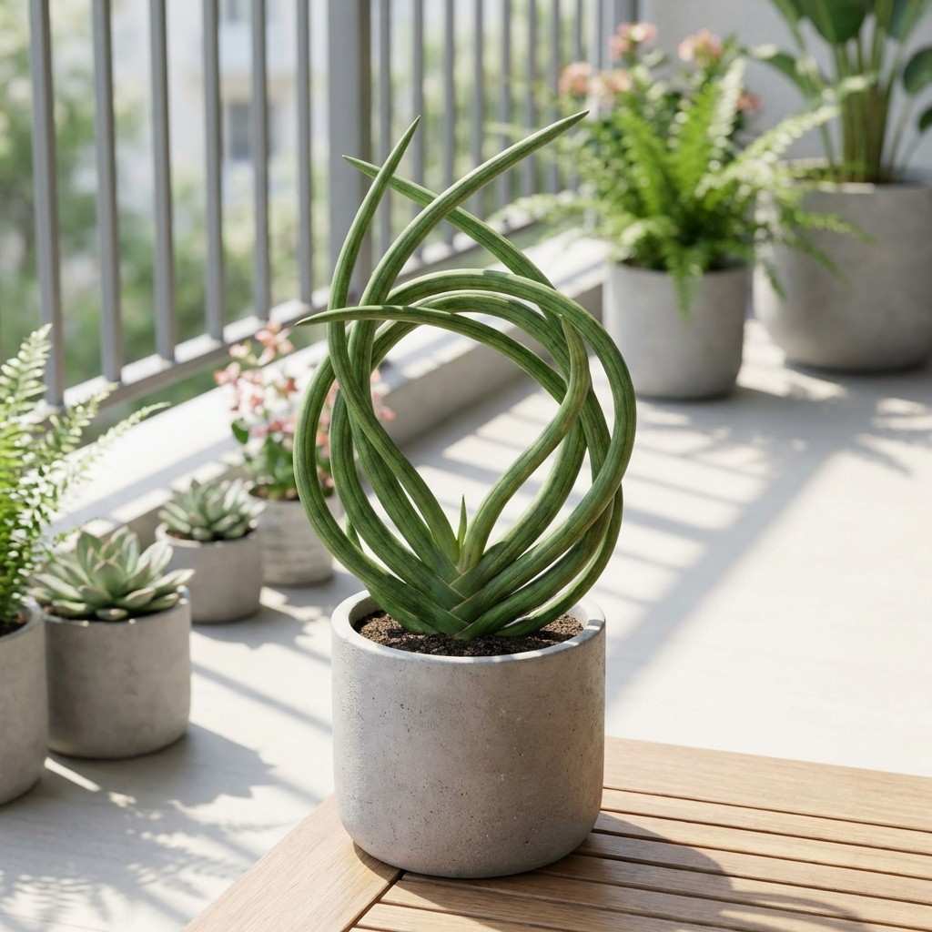 cylindrica spaghetti snake plant with thin curved leaves