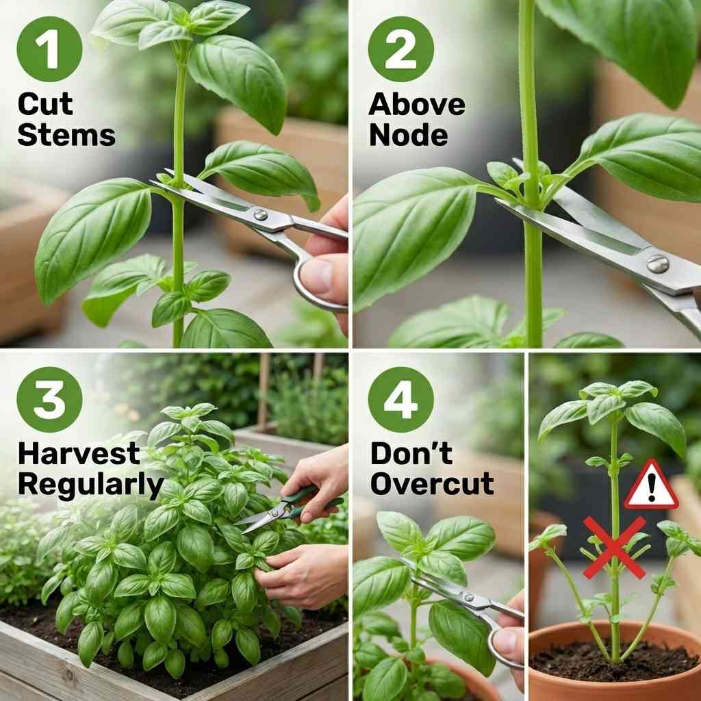 how to cut basil leaves correctly for regrowth with step by step guide