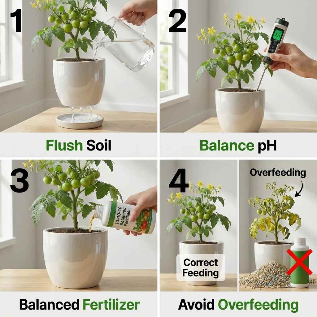 how to fix nutrient lockout in cherry tomato by flushing soil balancing ph and proper feeding