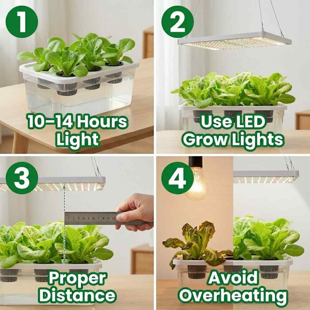 lighting requirements for hydroponic lettuce with led grow lights and proper distance