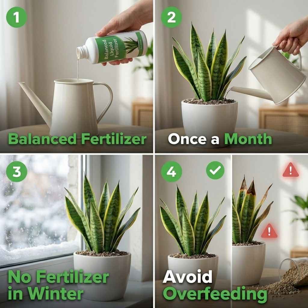 how to feed snake plant with balanced fertilizer and proper schedule